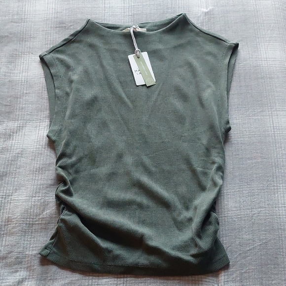 NWT Forest Green Marine Layer Lexi Rib Sun-In Mockneck Top Size Xs - Picture 2 of 3